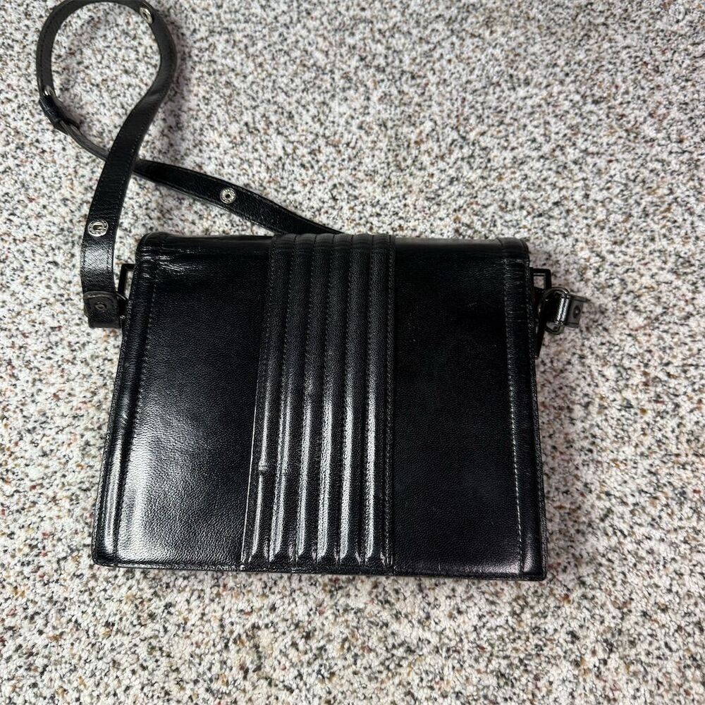 Vintage Yves Saint Laurent Black Leather Shoulder Bag Women's Handbag - Picture 7 of 10